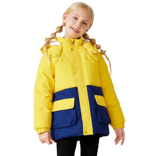 WHALE'C new winter children's down jacket for girls hooded 90% white duck down thick down jacket