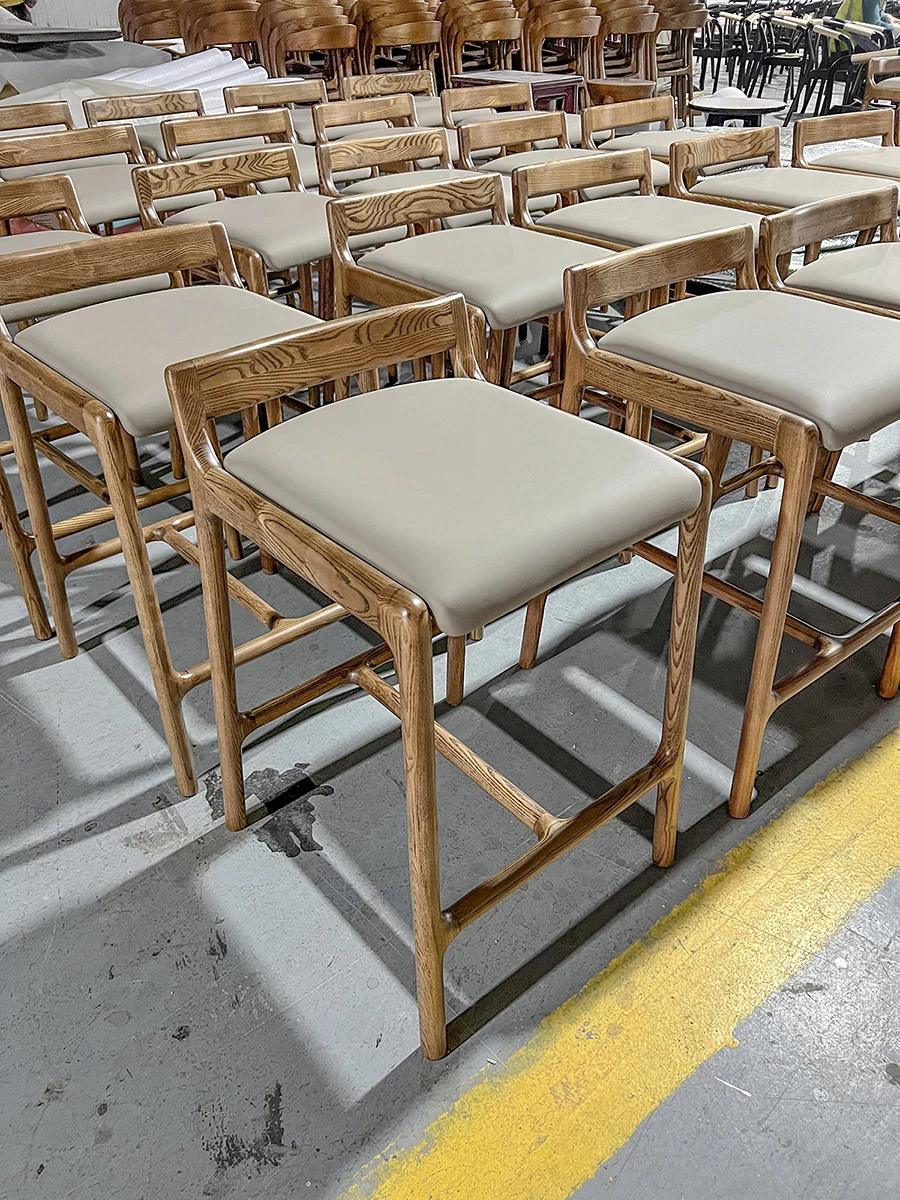 Sillas De Bar Твердые ножки из ясеня кожаный барный стул стойка для кафе отеля кухни ресторана высокий стулья