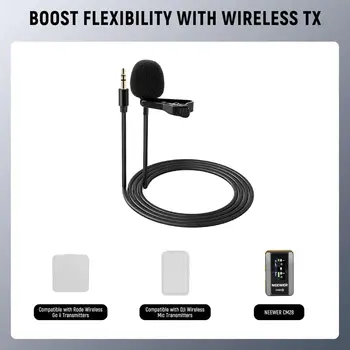 Neewer Lavalier Lapel Microphone, Omnidirectional Condenser Wired Clip on Lav Mic for Stage YouTube Live Streaming Compatible detail image