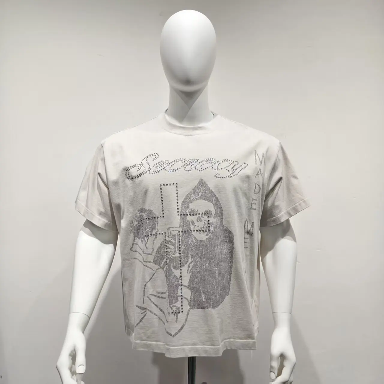 Custom High Quality Screen Print Oversized T-shirt Manufacturers Cotton Black Cropped Boxy Pearl Nail Graphic t Shirt for Men