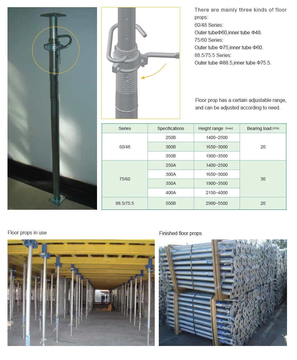 Construction Building Material Formwork Adjustable Scaffolding Telescopic Steel Props