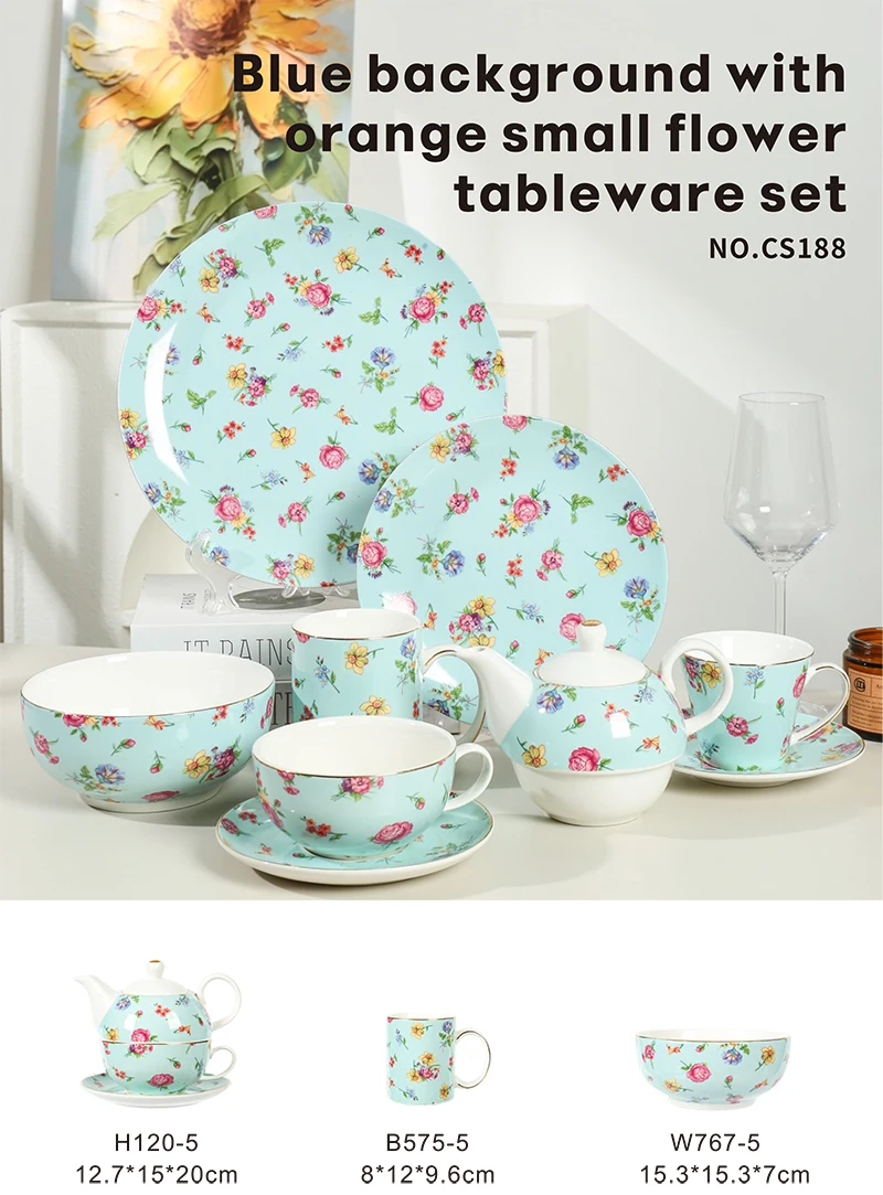 product wholesale floral dinner dishes plate bowl ceramic tableware popular dinnerware sets porcelain dinner set for home-1
