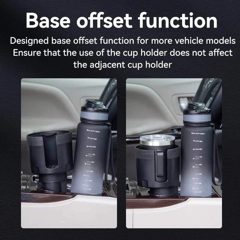 Universal Plus Integral Upgraded Car Cup Holders Adjustable Base Expander Organizer for Large Cups Coffee & Water Cup Holder