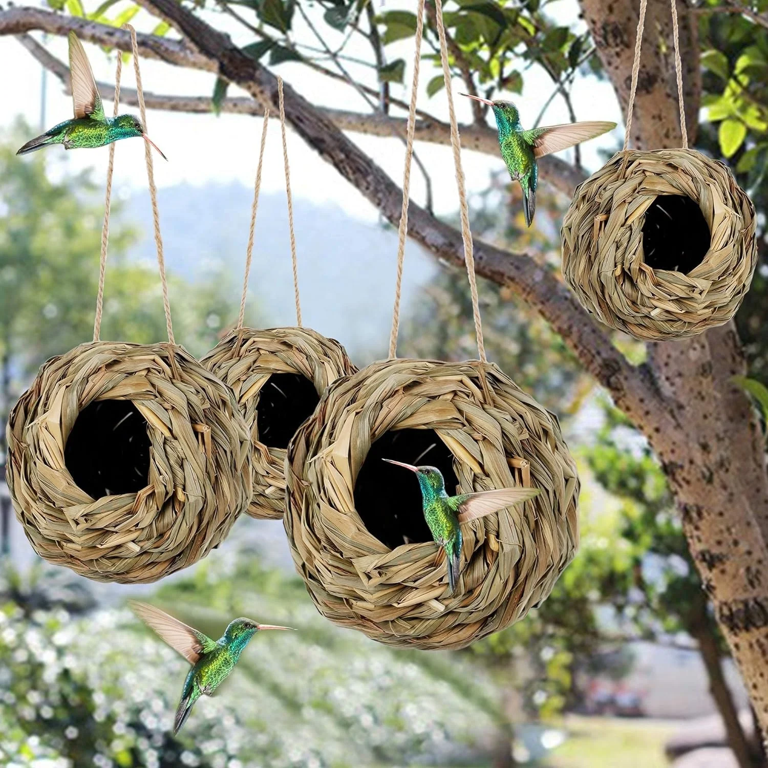 Hummingbird Nest House for Outside   4pcs Per Set
