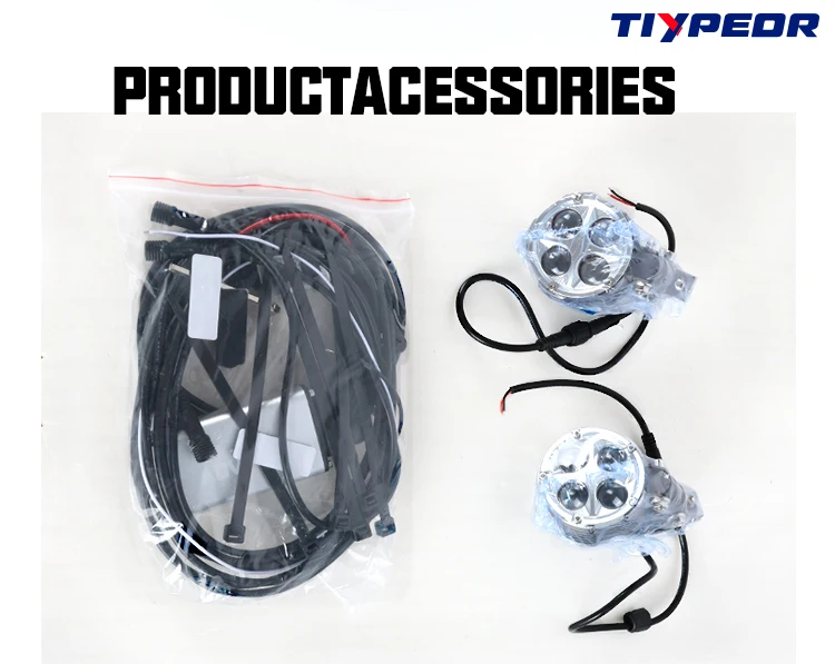 TIYPEOR Super Bright Motorcycle Headlight Spotlight for Off-Road ATV UTV Electric Vehicle Auxiliary Fog Light CNC Aluminum Light details