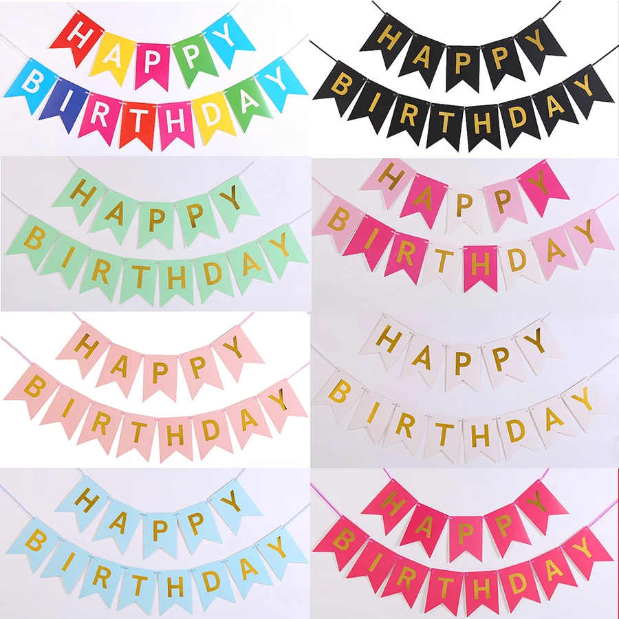 Party festival decoration Happy birthday banner letter fishtail flag party supplies birthday banner