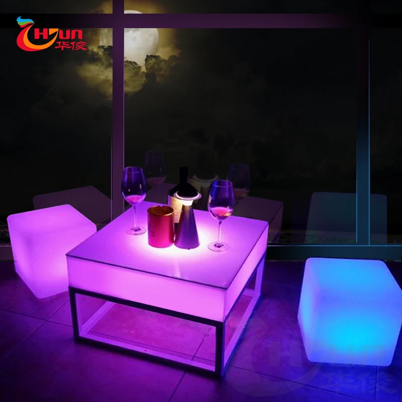 Smart 16color Changing  Led Light Table bar Furniture Glowing LED Coffee Cube Table