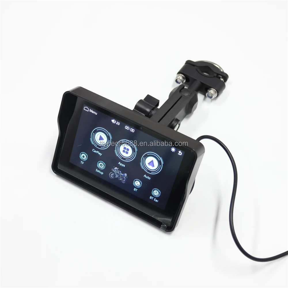 product tiypeor 5 inch motorcycle carplay android auto navigation monitor ips screen portable waterproof display aux bluetooth sd card-10