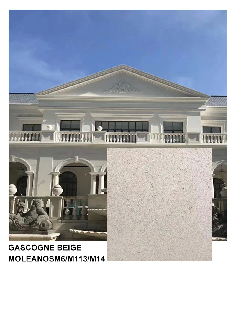 product modern villa design beige limestone slabs outdoor project exterior wall cladding material block tile tumbled surface finishining-6