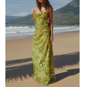 Brand Customization Long Floor-Length Gowns Sexy Glittering Sequin Backless Party Evening Dress