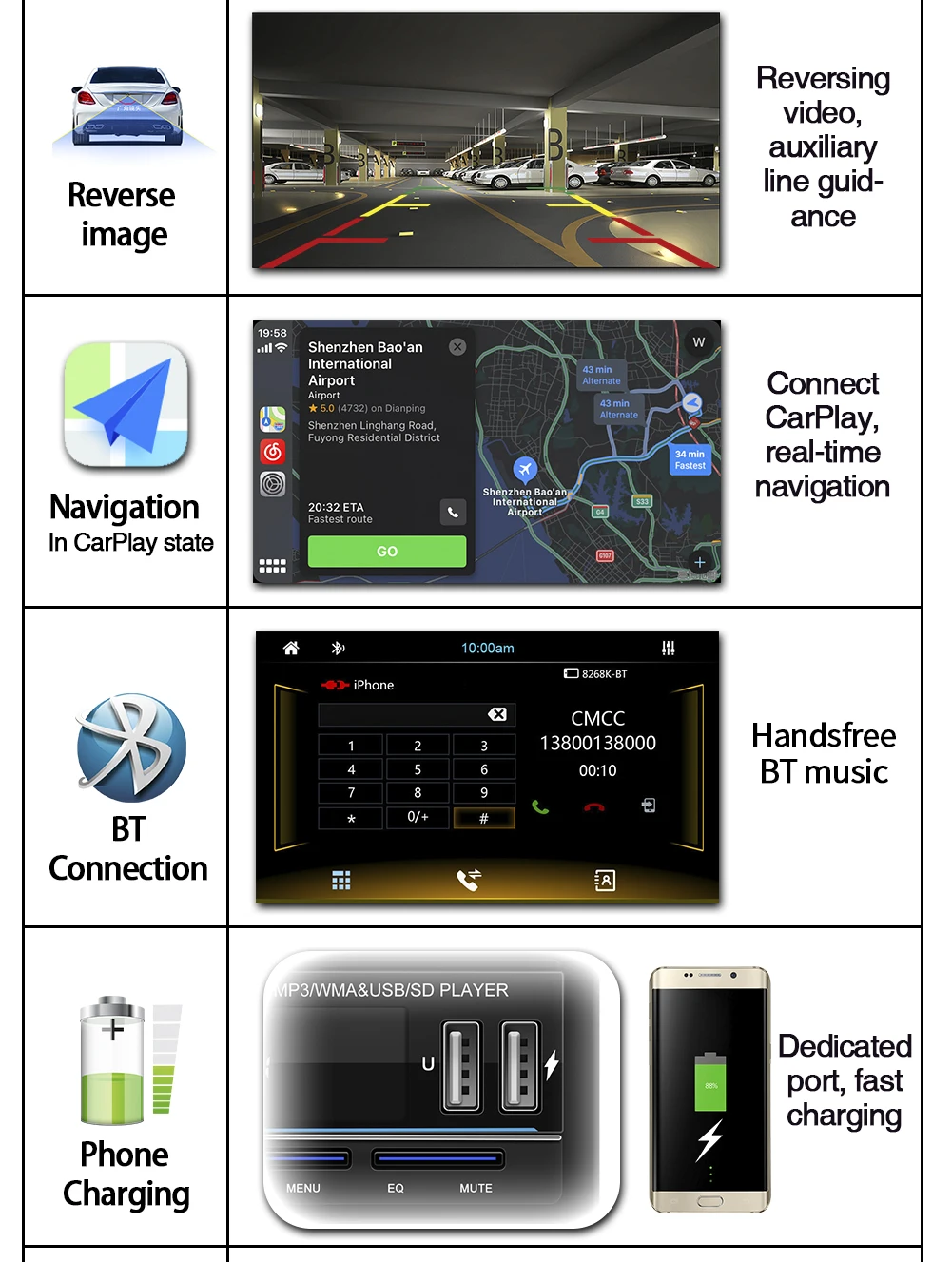 BQCC 1din Automatic Foldable Touch Screen 7inch HD Mirror Link CarPlay Android Auto Car MP5 Player FM AM RDS Multimedia Stereo