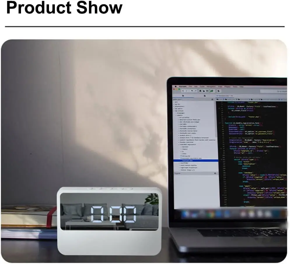 Digital Clock Snooze Alarm Cute Silent Mirror Desktop LED Electronic Clock for Student Children Cute Mini for Bedroom