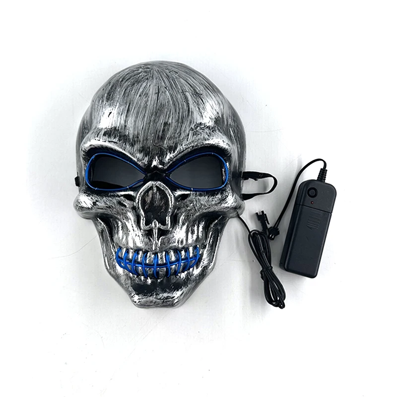 Wholesale Skull Full Face Mask Halloween Cosplay Horror Luminous LED Mask 10 Single Color for Choice Party Glow Mask