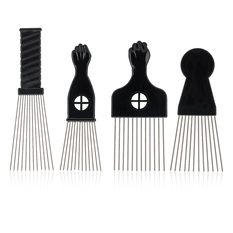 Multi Function Salon Retro Stainless Steel Oil Head Comb Long Teeth Hair Pick Afro Hair Dye Comb