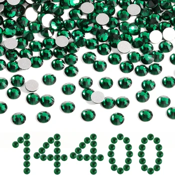 OPL Flatback Rhinestones Bulk, Rhinestones for Nails Crafts Clothes DIY Decoration, Emerald