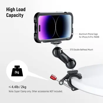 NEEWER Crab Shaped Camera Clamp Mount Super Clamp with Cold Shoe and 1/4" 3/8" Threaded Holes product image