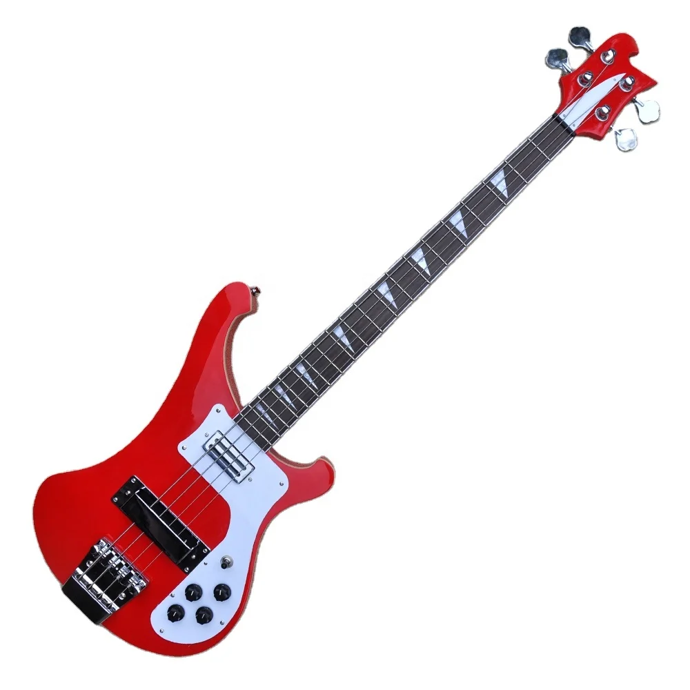 Cherry Red 4 String Electric Bass Guitar with Rosewood Fretboard