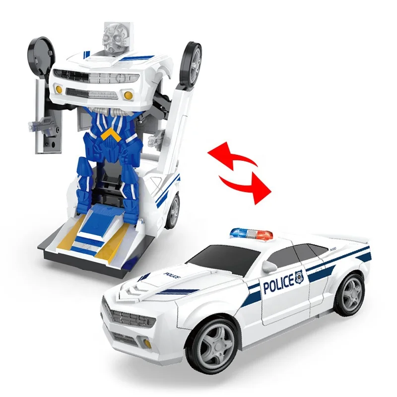 enfants déformation robot en plastique voiture de police jouet prix bas  robot voiture jouet avec lumière et musique