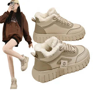BoomWinter New Female Students Casual Shoes Warm Thick-Soled Heightening Canvas Trends
