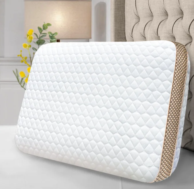 Washable Breathable Cover Neck Support Medium Firm Queen Size Custom Soft Bed Bread Shaped Memory Foam Pillow with Mesh Gusset