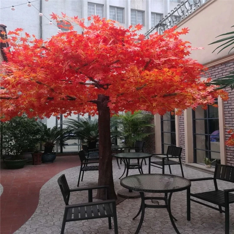 Artificial Tree Arbre Artificiel En Feuille D'érable Rouge | Arbre À Souhaits En Bois Véritable À Faible Entretien For Fête De Mariage, Hôtel, Centre Commercial, Affichage, Paysage, Décoration Intérie