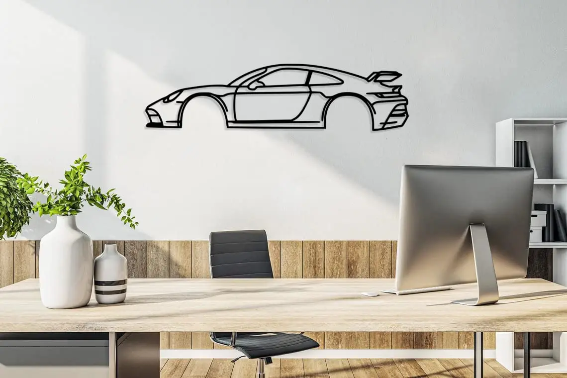 Спортивный автомобиль металлическая стена искусство-украшение для автомобильного силуэта-минималистская скульптура гаража мужской пещеры или спальни-в помещении/на выход