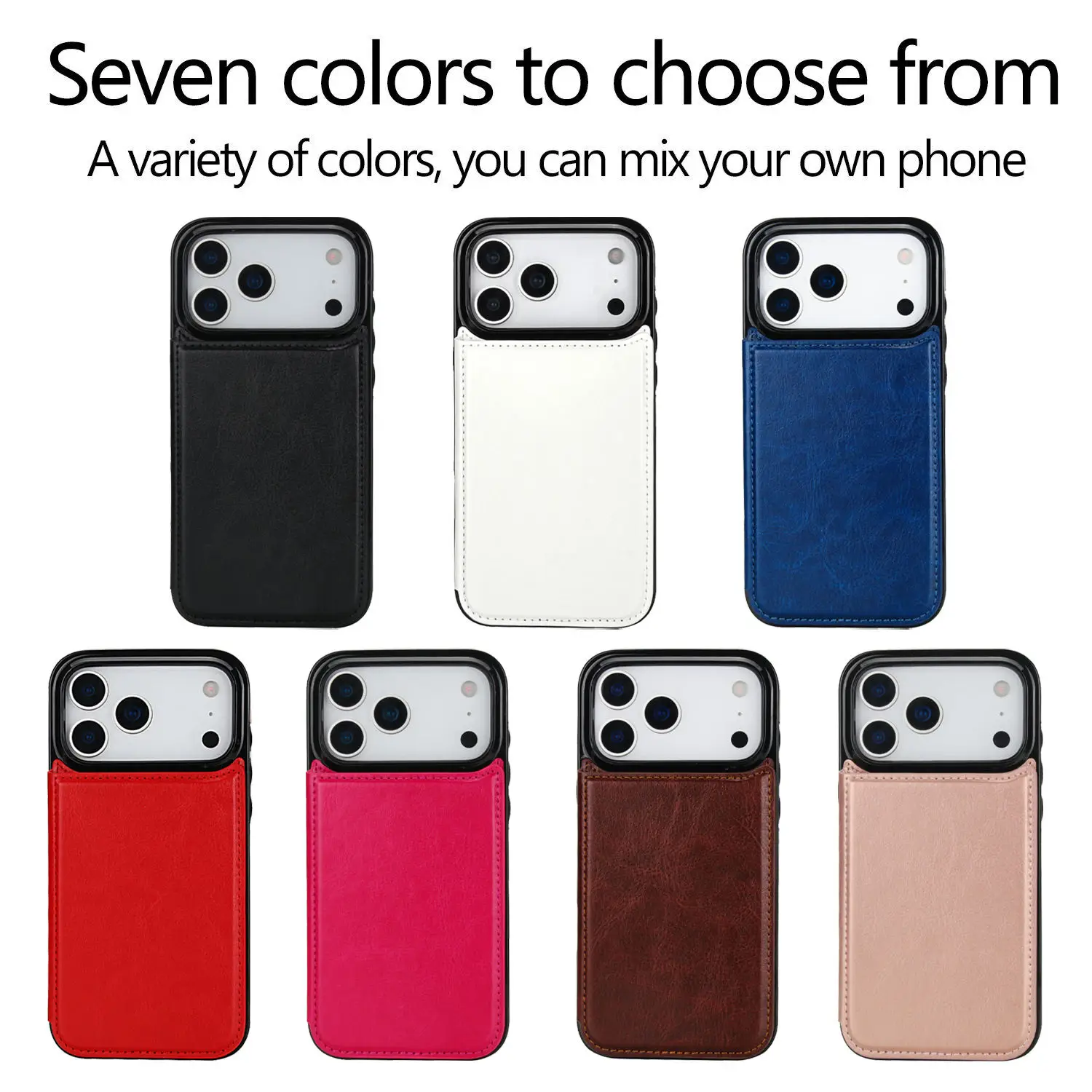 17 pro max  flip cover with 10 card slots cash pocket shockproof protective phone cover-3