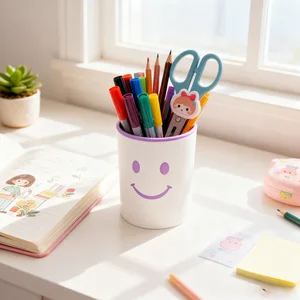 Happy Smiley Pen Organizer Makes Desk Tidying Fun, Ideal for Students & Professionals