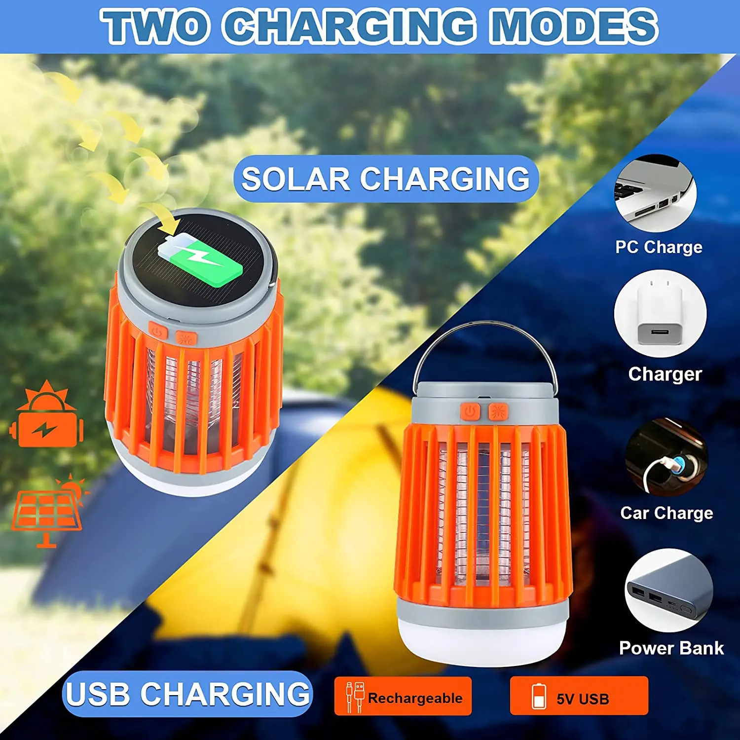 3 In1 Multi-functional Waterproof Portable Solar Usb Rechargeable Bug Zapper Camping Lamp Flashlight Led Light Tent Lantern supplier