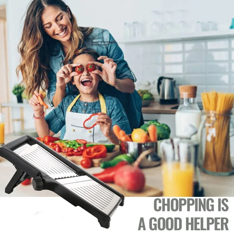 Gloway Kitchen Gadget Potato Cutter Handheld Food Chopper Julienne Black Stainless Steel Adjustable Mandoline Vegetable Slicer