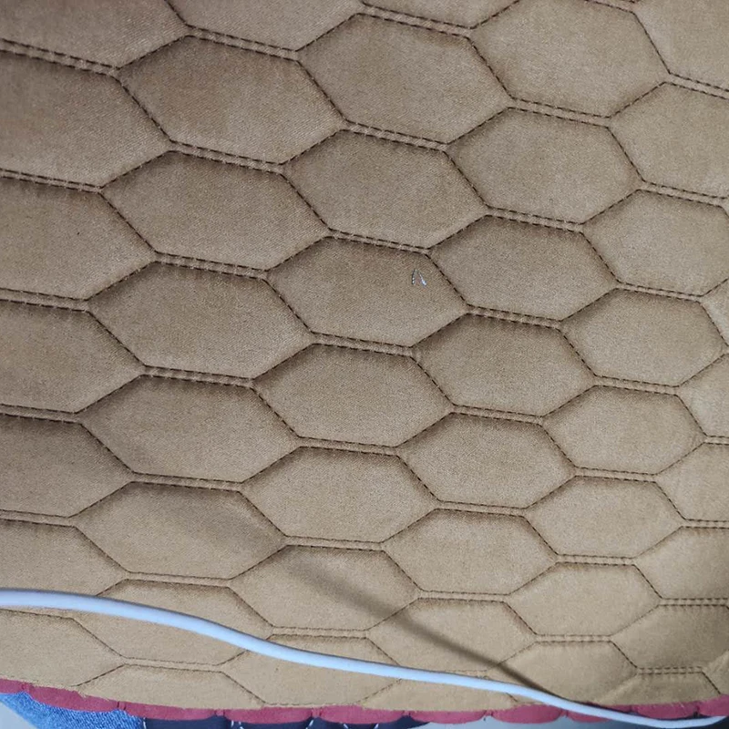 Quilted Fabric Embroidery Suede Fabric Suede Fabric With Foam and Stitching Goof for Car Seats Car Leather  Custom Fabric