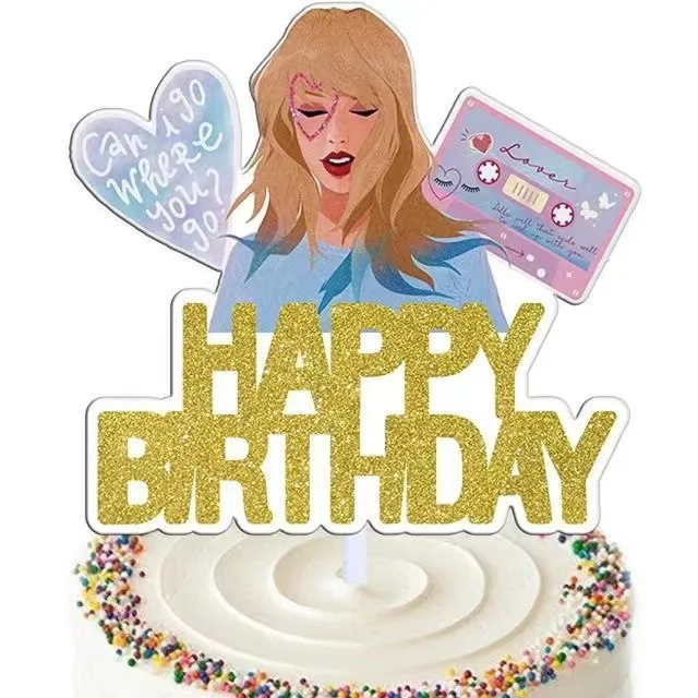 Cartoon Cake Decoration Card Children's Party Dessert Table Decoration Happy Birthday Cake Topper