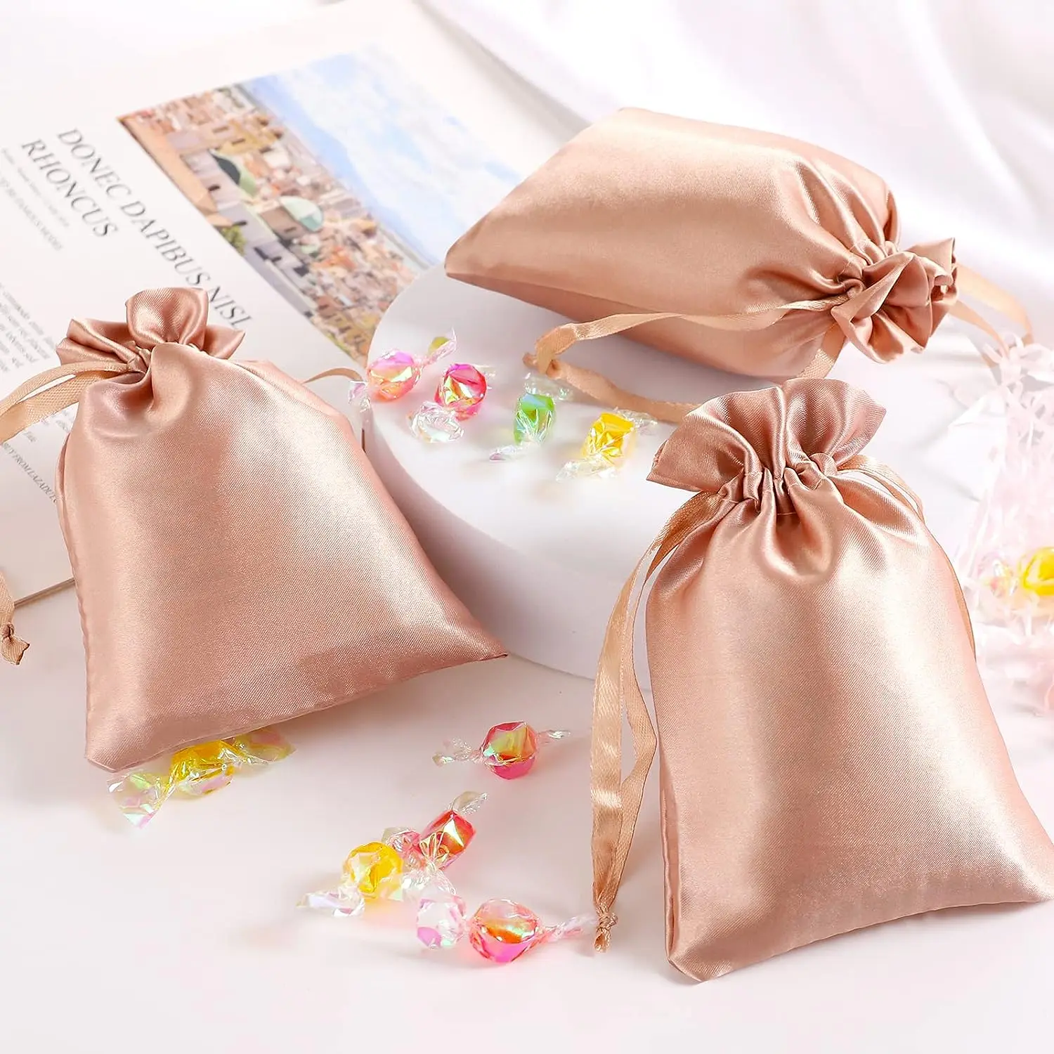 High quality luxury silk pouches satin jewelry bags can be customized wholesale brand logo storage jewelry satin pouch bag