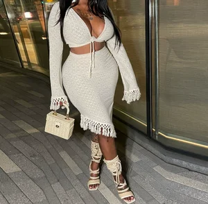 Viviblook Z810ST01 Solid Outfits Tank Top Pleated Two Piece Skirt Set 2 Piece Skirt Sets Sexy Sportswear Suit