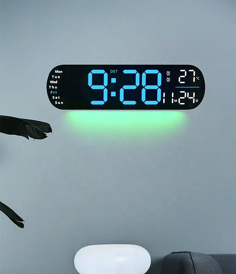 Big Digits Colour Screen LED Digital Wall Clock with Large Display with Temperature Auto-Dimming and Timer