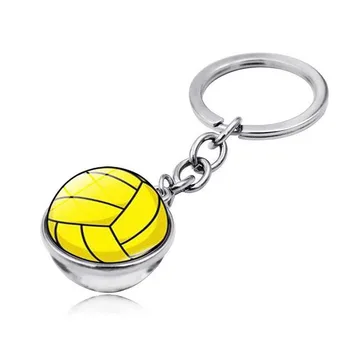 metal keychain New design volleyball keychain glass metal volleyball key chain