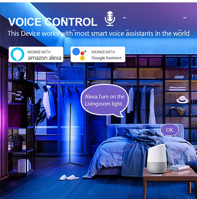 Modern Vertical Color Changing Multicolored Rgb Light Standing Led