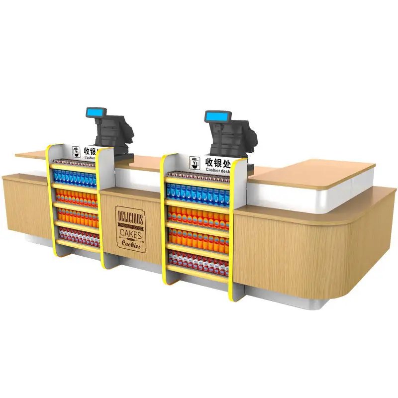 New Design Wooden Supermarket Checkout Counter Cashier Desk Retail ...