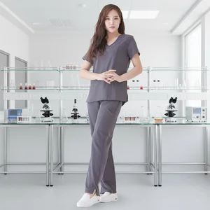 Women's Hospital Nursing Scrubs Uniform Sets Polyester/Rayon/Spandex Woven Fabric Wholesale
