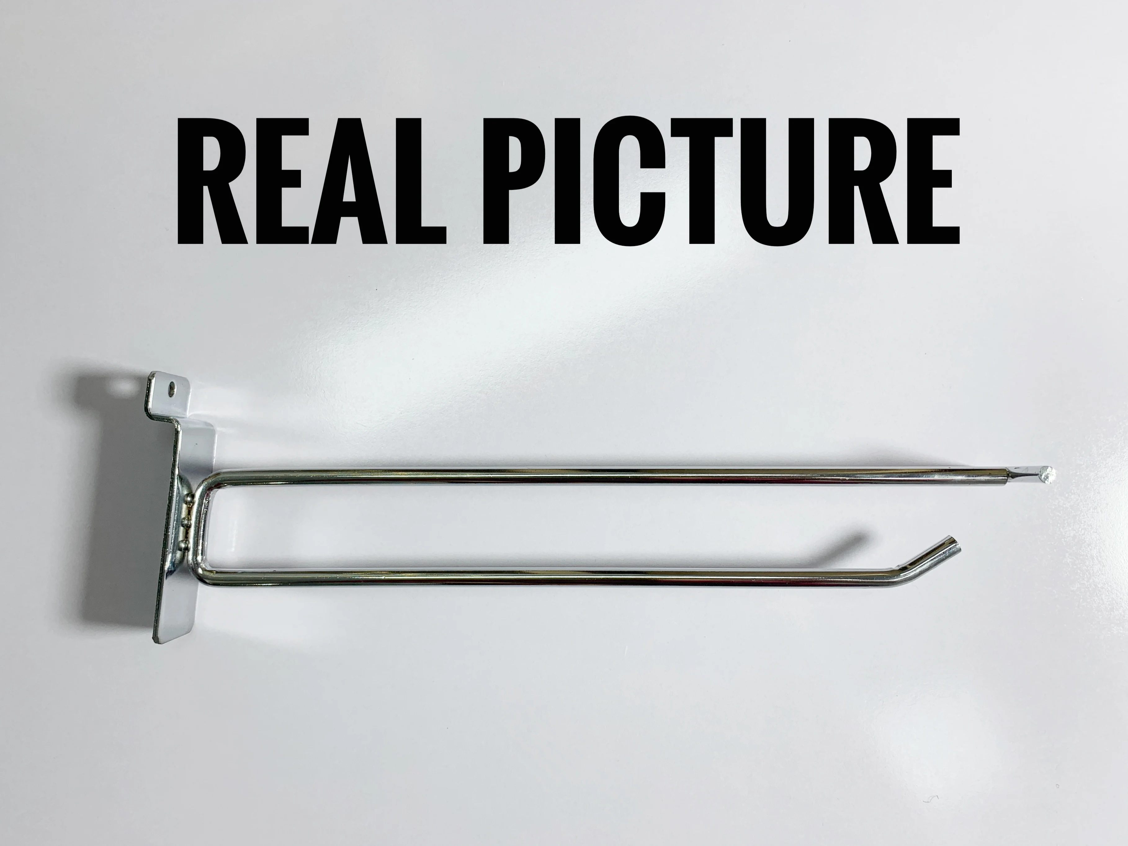 Fixture Displays 6 Inches Slatwall Scanner Hook Euro Hook with Price Tag Metal Plastic Tag Price Tag MDF Board Slatwall Hooks