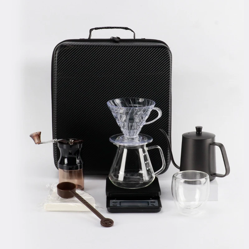 Coffee Set Coffee Accessories Manual Grinder Mill Glass Pot with Filter  Dripper