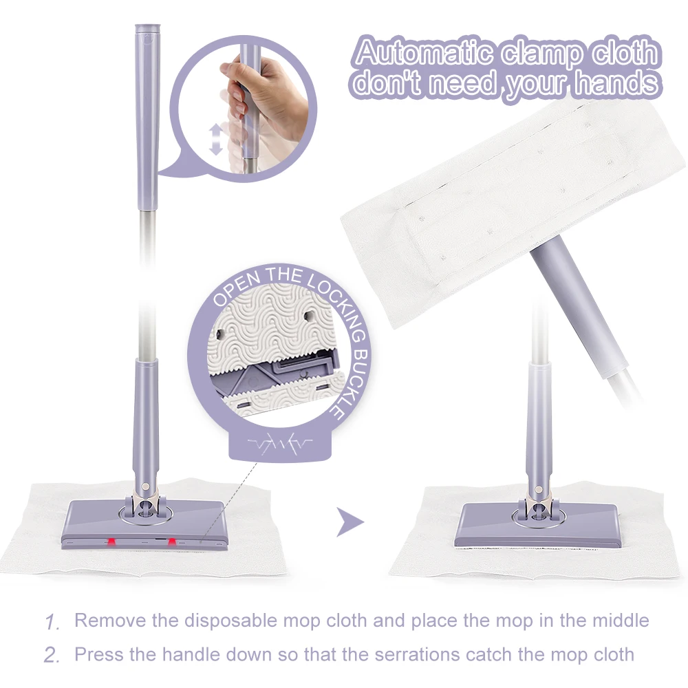 Automatic Clip Cloth Flat Mop Wipe Floor Window Dust Replacement Paper Towel Head Refill Non Woven Cloth Flat Disposable Pad Mop