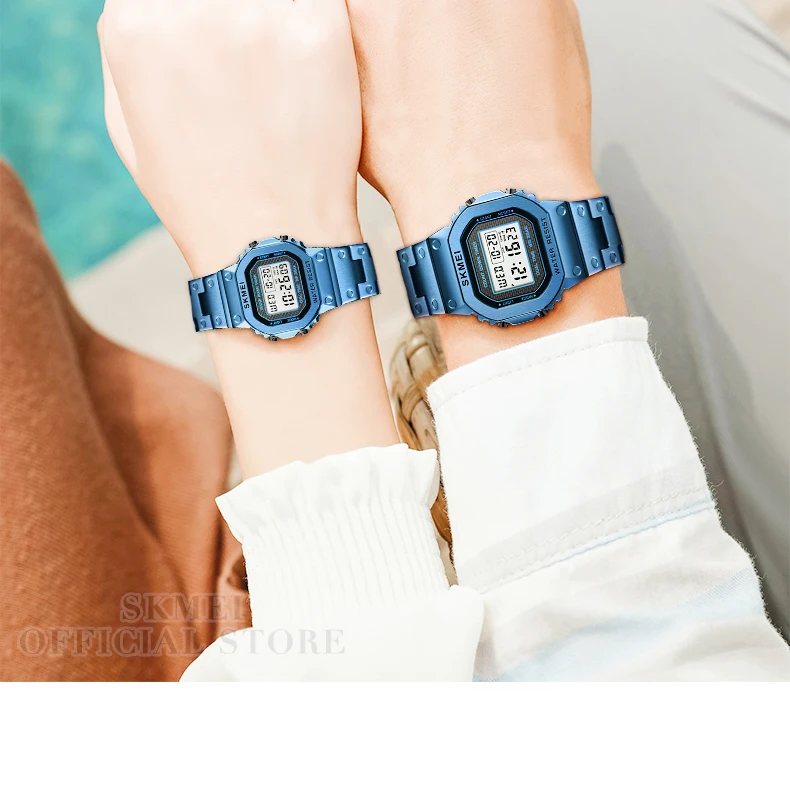 SKMEI  1456 1433 Fashion Digital Watch Men Women Couple Wristwatches 2Time Chrono Watches Waterproof horloges vrouwen mannen