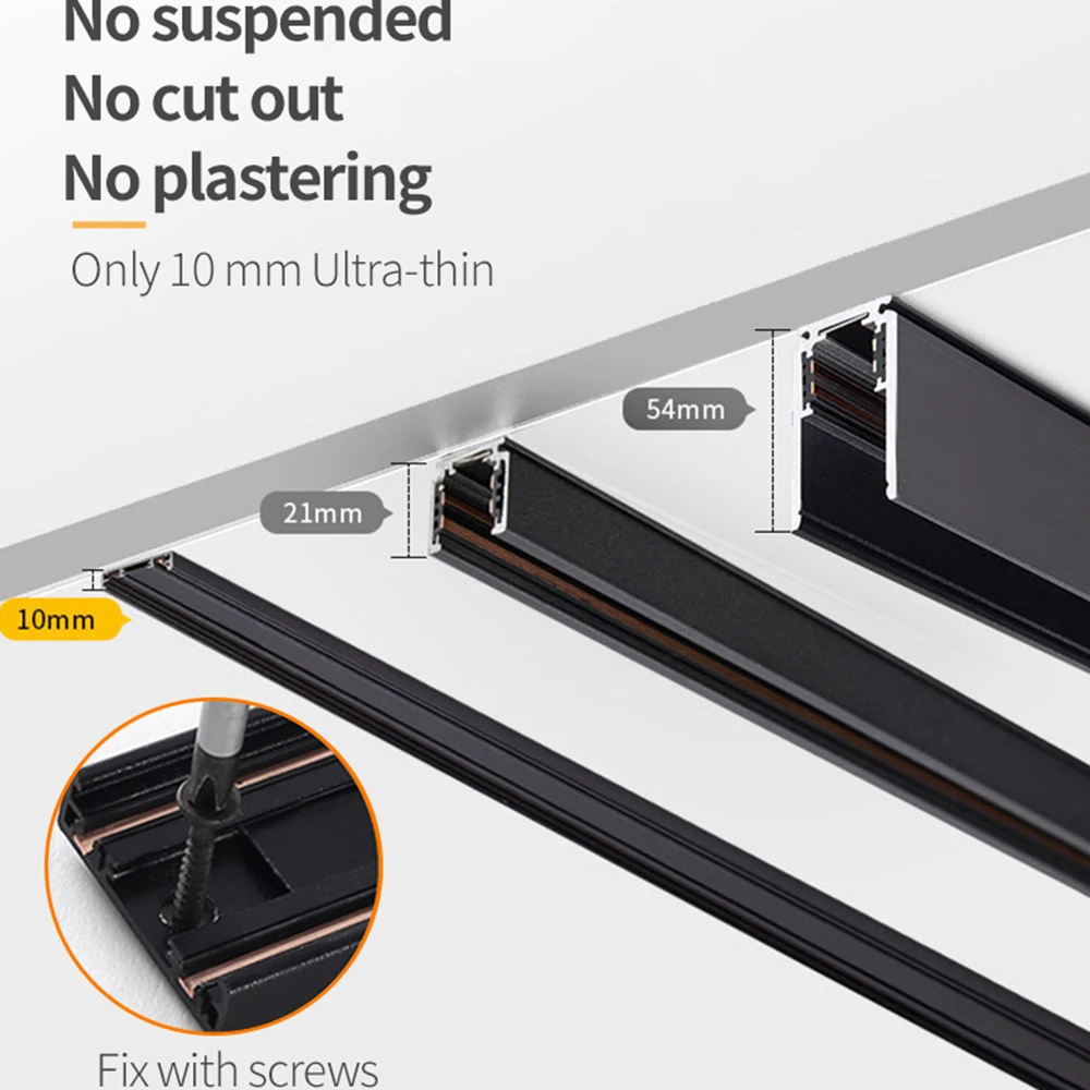 ERDU 35mm Slim Black Magnet Track Lamp 48v Mini Ceiling Surface Mounted Led Magnetic Light