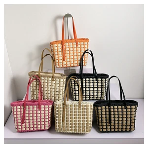 Wholesale Large Capacity Summer Women'S Tote Bags Fashion Causal Woven Straw Handbag Support Customization