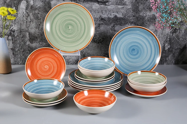24 Piece Sample Available Pakistan Nordic Style Eyelash Edges Handmade Fine China Blue 12 16 Pcs Hand Painted Party Plates Set Stoneware Dinnerware