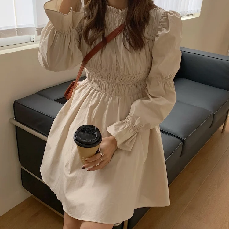 Women Ruffle Collar Puff Sleeve Shirring Umbrella Dress - Buy Umbrella  Dress,Ruffle Collar Dress,Women Dress Ruffle Product on Alibaba.com