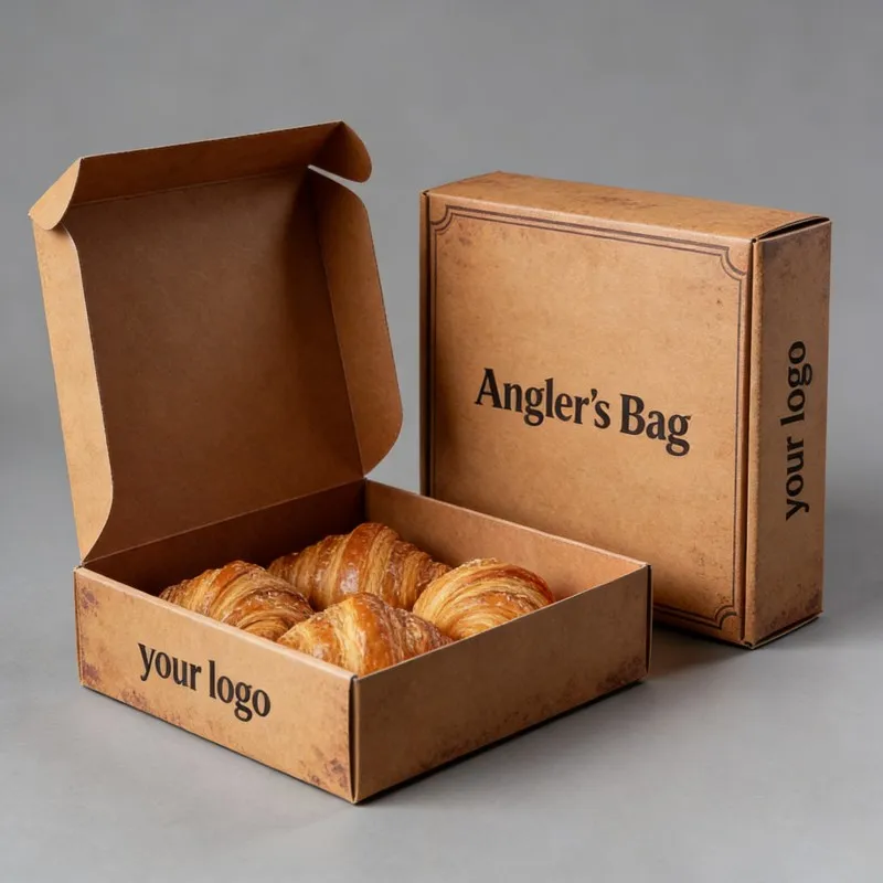 Printing Factory Recycle Food Grade Biodegradable Paper Box Croissants Swiss Roll Cake Donut Chocolate Dessert Packaging Box