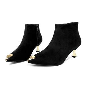 Custom Fashion Metal Buckle Women Solid Color Designer Shoes High Heels Middle Cylinder Booties Women Genuine Leather Leathers