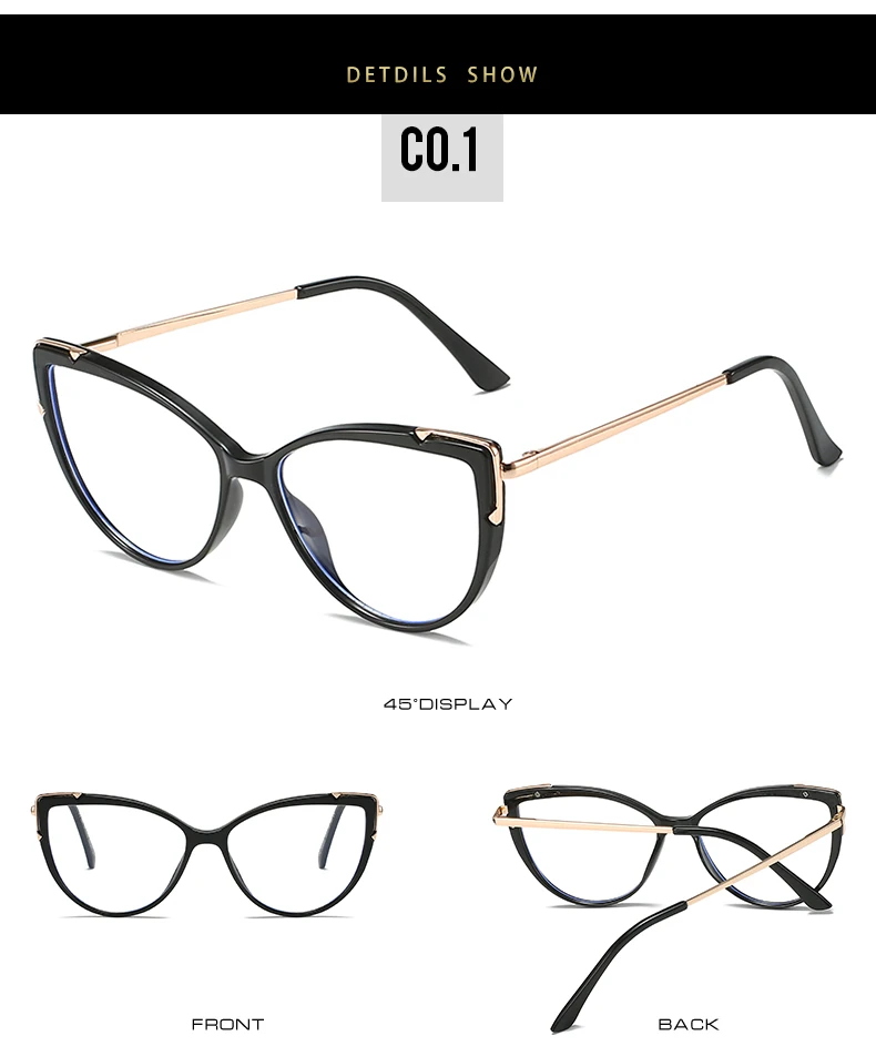 2022 Metal Tr90 Women Eye Glasses Anti Blue Light Eyeglasses Fashion